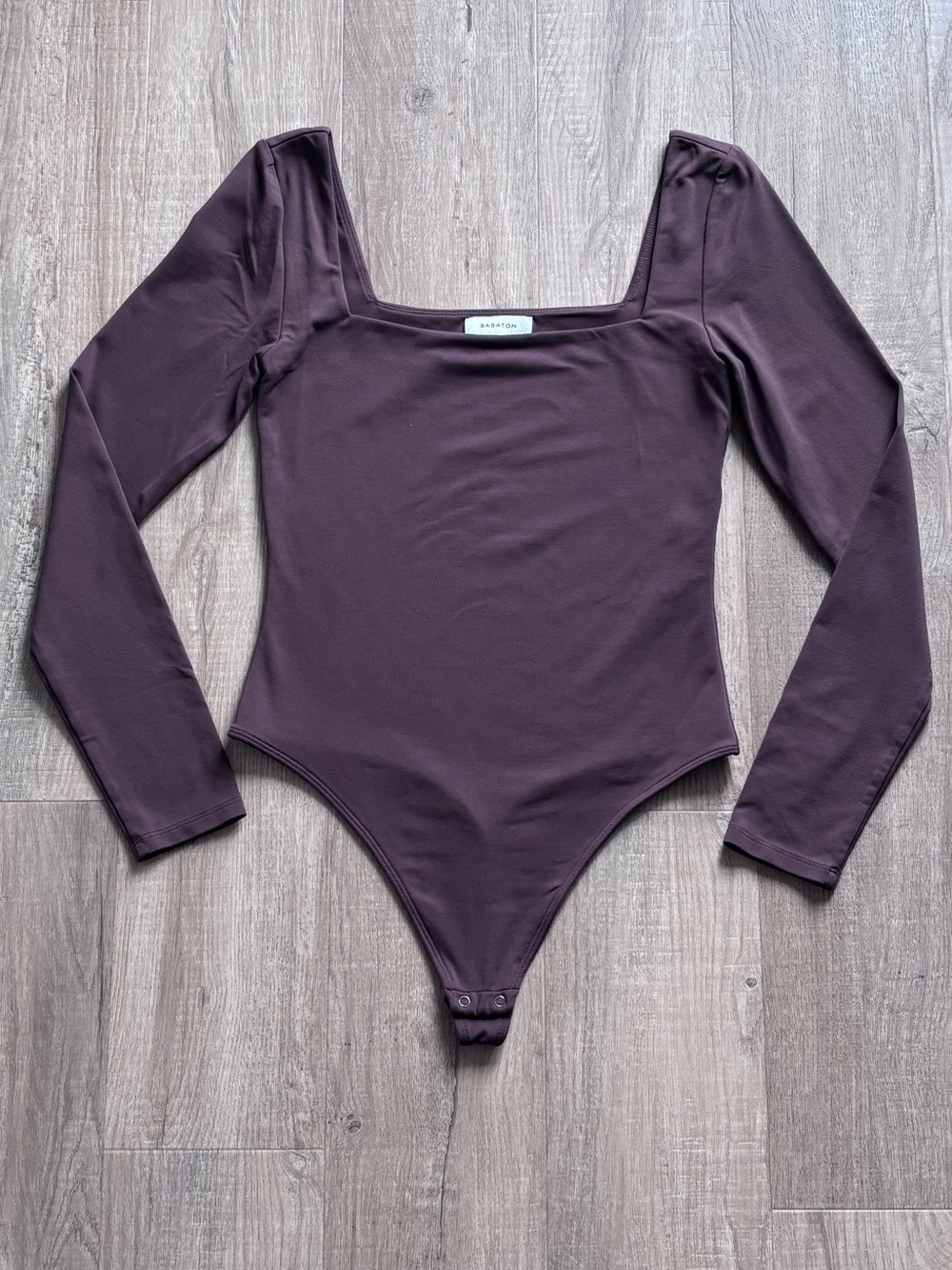 Babaton Long-Sleeve Square Neck Bodysuit in Brown